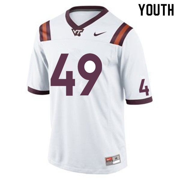 Youth #49 Ed Robinson Virginia Tech Hokies College Football Jerseys Sale-White - Click Image to Close